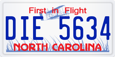 NC license plate DIE5634