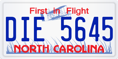 NC license plate DIE5645