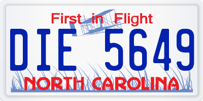 NC license plate DIE5649