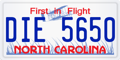 NC license plate DIE5650