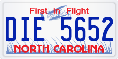 NC license plate DIE5652