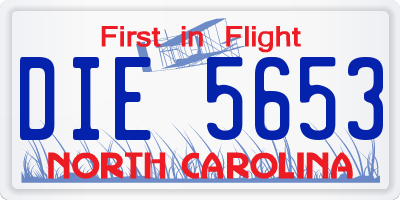 NC license plate DIE5653