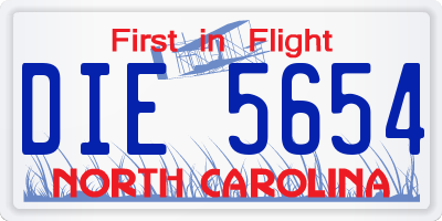 NC license plate DIE5654