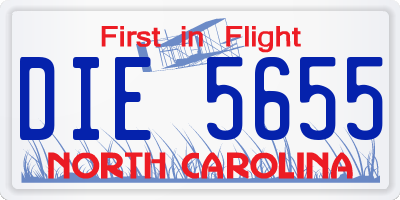 NC license plate DIE5655