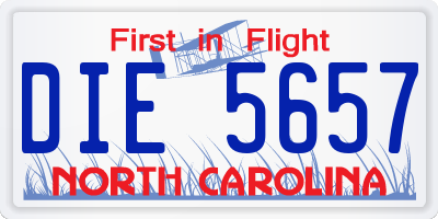 NC license plate DIE5657