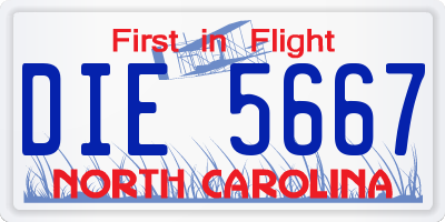 NC license plate DIE5667