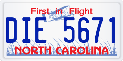 NC license plate DIE5671