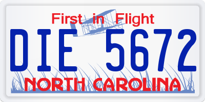 NC license plate DIE5672