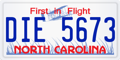 NC license plate DIE5673