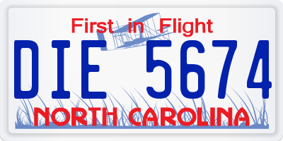 NC license plate DIE5674