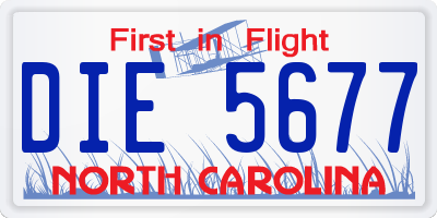 NC license plate DIE5677