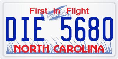 NC license plate DIE5680