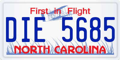 NC license plate DIE5685