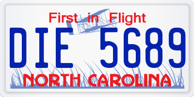 NC license plate DIE5689