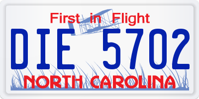 NC license plate DIE5702