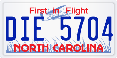 NC license plate DIE5704