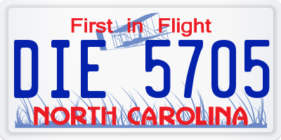 NC license plate DIE5705