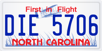 NC license plate DIE5706