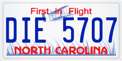 NC license plate DIE5707