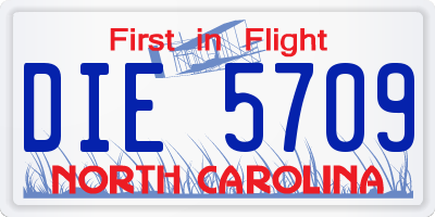 NC license plate DIE5709