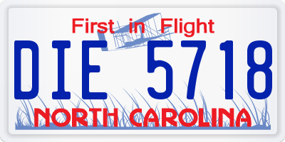 NC license plate DIE5718