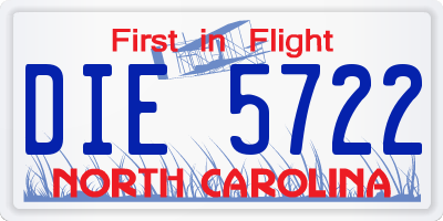 NC license plate DIE5722