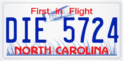 NC license plate DIE5724