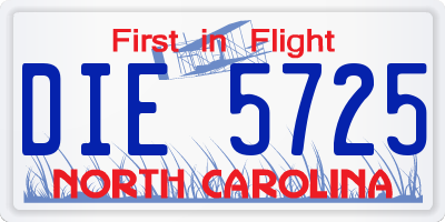 NC license plate DIE5725