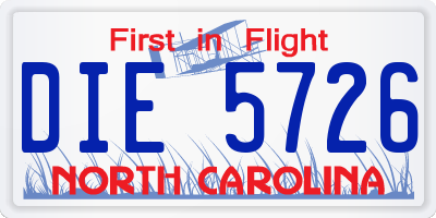 NC license plate DIE5726