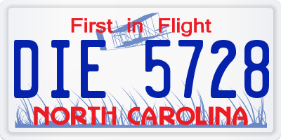 NC license plate DIE5728