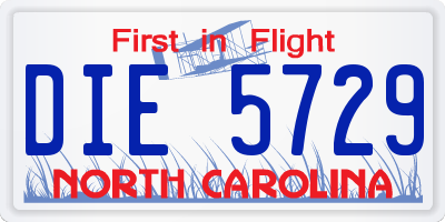 NC license plate DIE5729