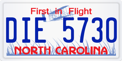 NC license plate DIE5730