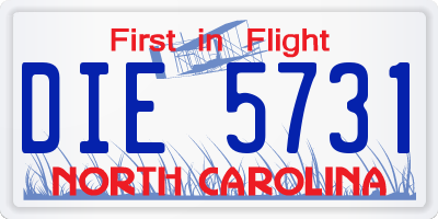 NC license plate DIE5731
