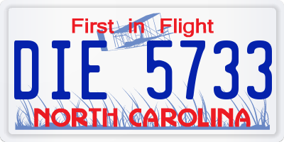 NC license plate DIE5733