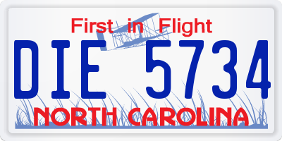 NC license plate DIE5734