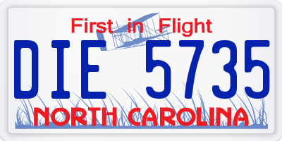 NC license plate DIE5735