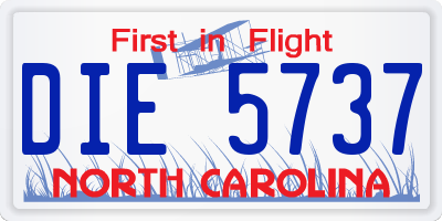 NC license plate DIE5737