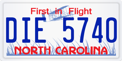 NC license plate DIE5740