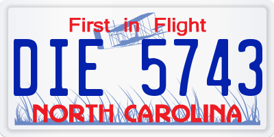 NC license plate DIE5743