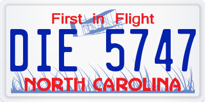 NC license plate DIE5747