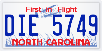 NC license plate DIE5749