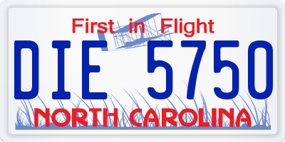 NC license plate DIE5750