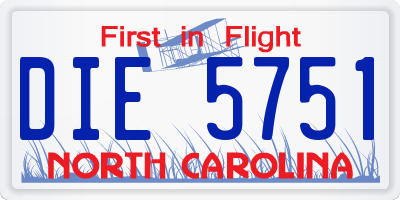 NC license plate DIE5751