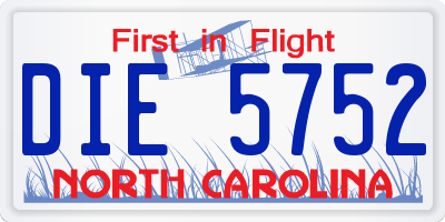 NC license plate DIE5752