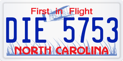 NC license plate DIE5753