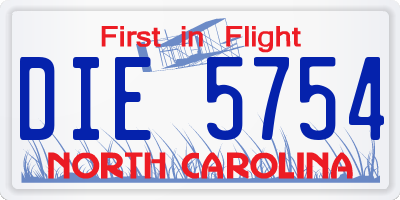 NC license plate DIE5754