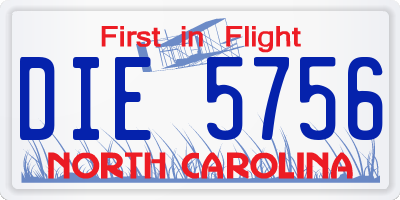 NC license plate DIE5756