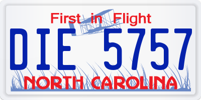 NC license plate DIE5757