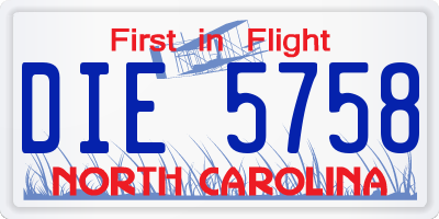 NC license plate DIE5758