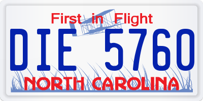 NC license plate DIE5760